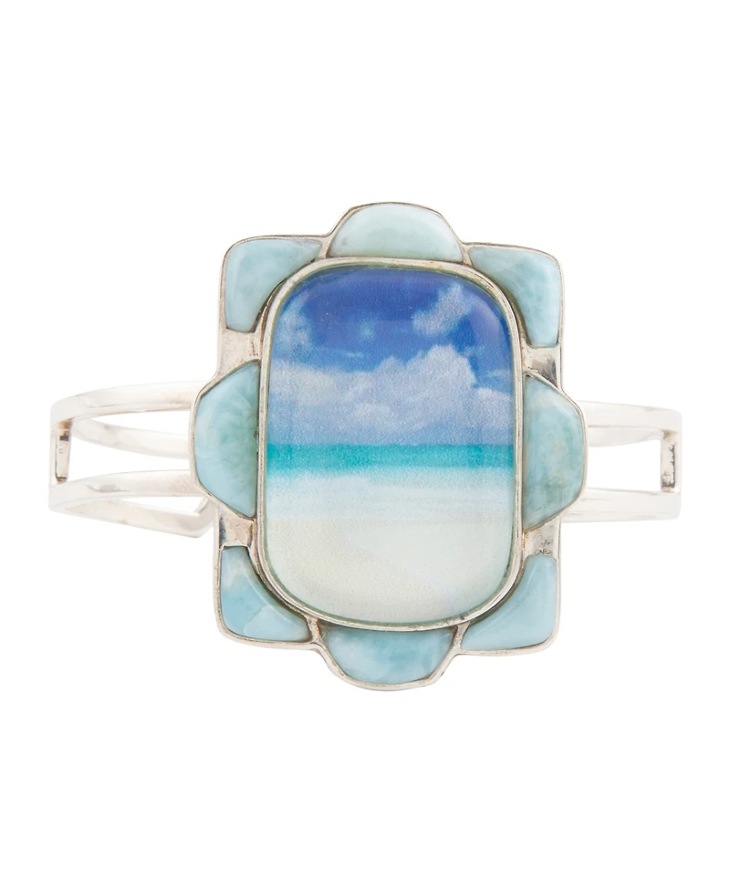 Barse Scenic Beach Blue Larimar and Silver Cuff Bracelet