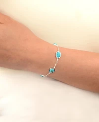 Barse Blue Turquoise and Silver Line Bracelet