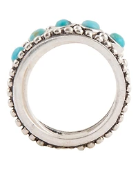 Barse Triple Blue Turquoise and Silver Stack Ring