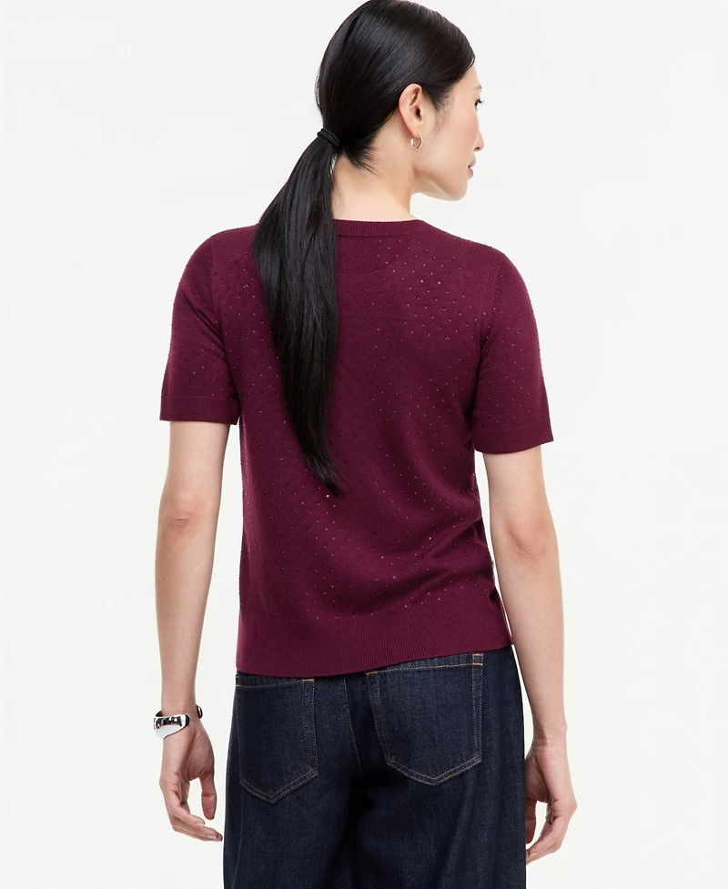 I.n.c. International Concepts Women's Crystal Embellished Short-Sleeve Crewneck Sweater, Macy's Exclusive