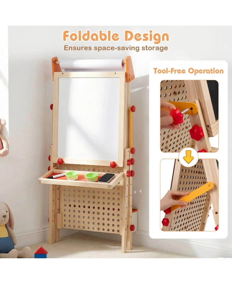 Sugift Double-Sided Adjustable-Height Kids Art Easel