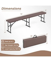 Sugift 6 Feet Plastic Folding Bench Picnic Camping Dining Seat with Carrying Handle