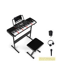 Sugift 61 Keys Beginners Electric Piano Keyboard Kit with Adjustable Stand and Stool