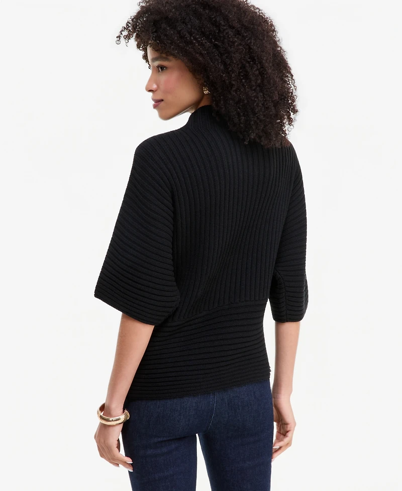 I.n.c. International Concepts Women's Ribbed-Knit Asymmetrical-Hem Mockneck Sweater, Macy's Exclusive