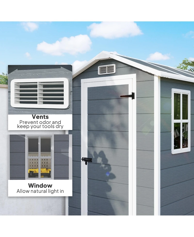 Outsunny 6' x 4' Outdoor Storage Shed, Plastic Shed with Floor,