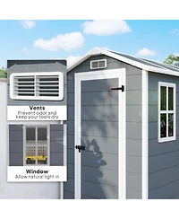 Outsunny 6' x 4' Outdoor Storage Shed, Plastic Shed with Floor,