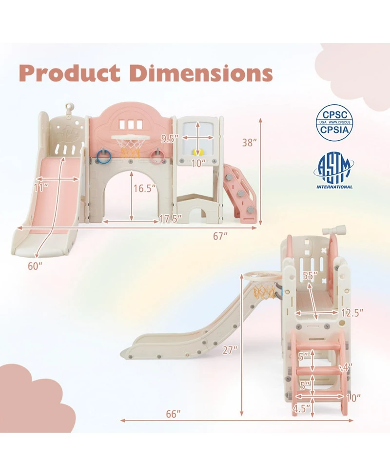 Sugift 10-in-1 Indoor Toddler Slide Set