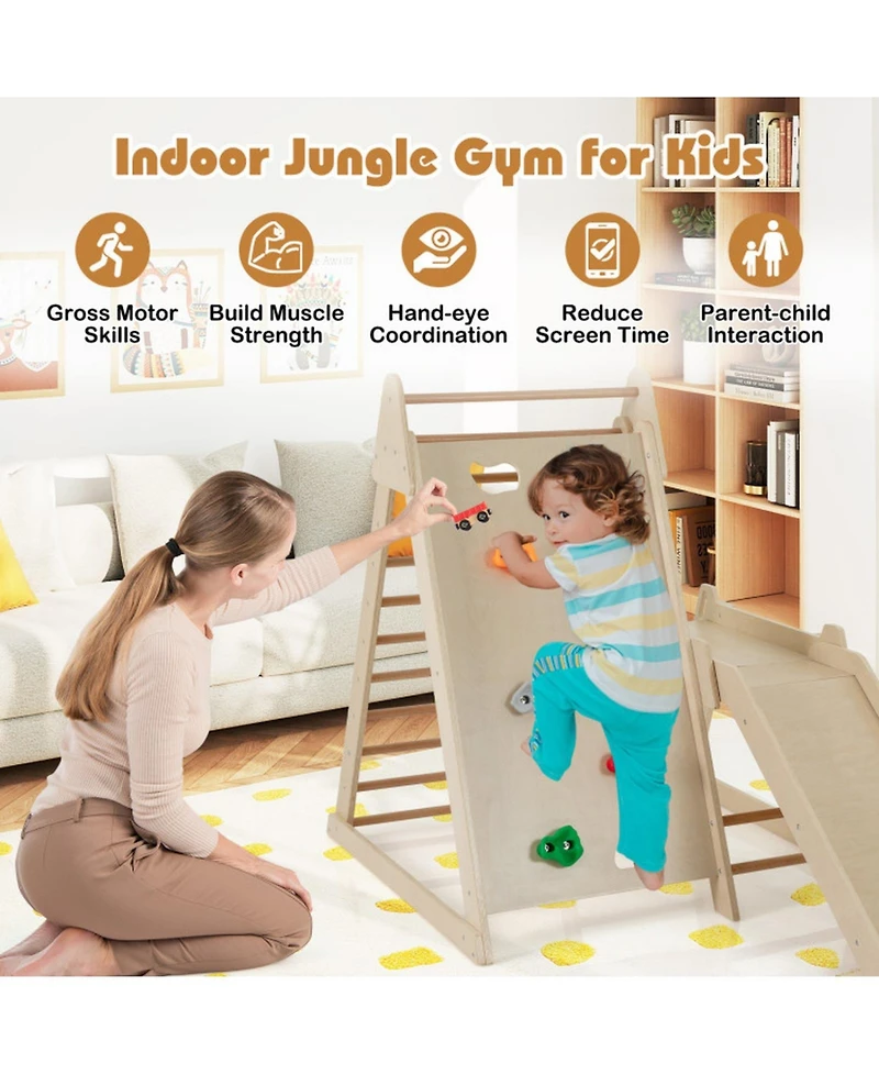 Hongge 3-in-1 Indoor Jungle Gym with Extended Slide, Ages 3+