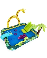 Hongge Jungle Animal Inflatable Spray Pool Play Center with Slide and Sprinkler Ages 2-6