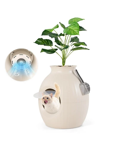 Sugift Smart Plant Cat Litter Box with Electronic Odor Removal and Sterilization
