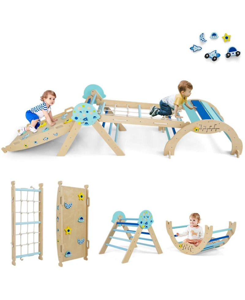 Hongge 8-in-1 Foldable Pikler Triangle Montessori Anti-Tip Climbing Set