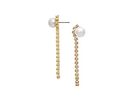 Rivka Friedman 18K Gold Plated Imitation Pearl + Cz line Drop Earring