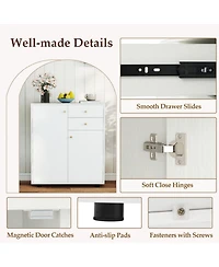 Sugift Kitchen Sideboard Buffet Cabinet Coffee Bar with 2 Drawers 2 Doors and 3 Adjustable Shelves