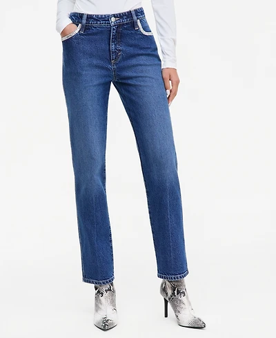 I.n.c. International Concepts Women's Mid-Rise Slim-Straight Leg Embellished-Pocket Jeans, Macy's Exclusive