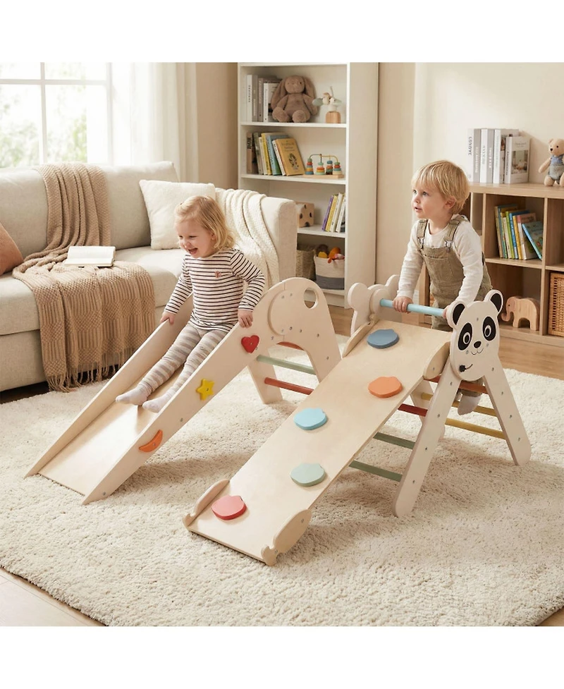 Hongge Foldable Wooden Montessori-Style 3-Piece Climbing Set, Ages 3+
