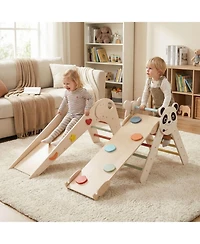 Hongge Foldable Wooden Montessori-Style 3-Piece Climbing Set, Ages 3+