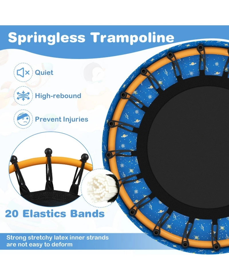 Hongge Mini Toddler Trampoline with Padded Handle, 28" × 30", 176 lb Capacity, Ages 3-6