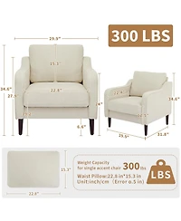 homfan 2 Set of Accent Chair for Living Room, Mid Century Reading Scooped Armchair, High Back Upholstered Bedroom Apartment