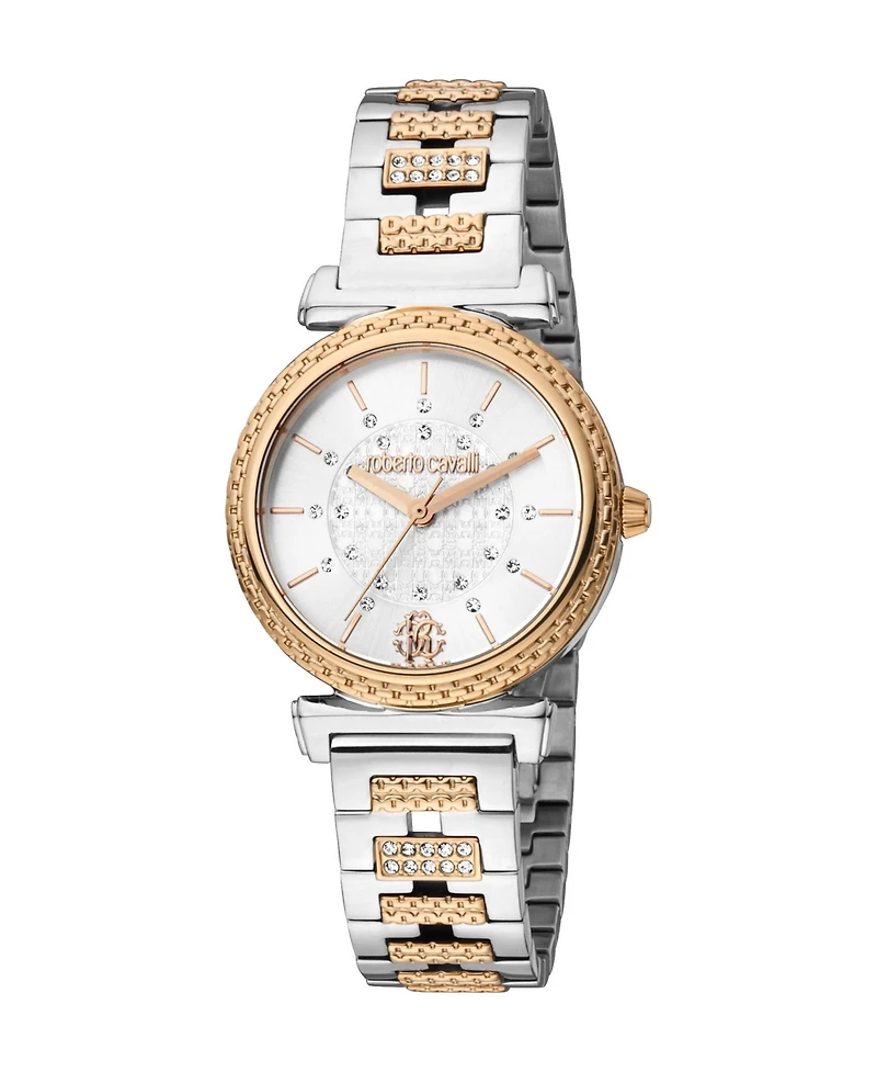 Roberto Cavalli Women's Glam Quartz Two Tone Stainless Steel Bracelet Watch