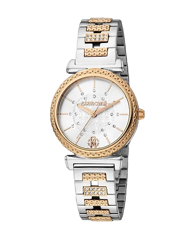 Roberto Cavalli Women's Glam Quartz Two Tone Stainless Steel Bracelet Watch