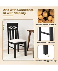 Sugift Set of 2 High Back Dining Room Chairs with Padded Seat and Rubber Wood Frame