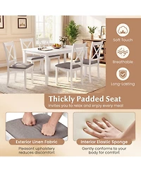 Sugift Set of 2 Rubber Wood Dining Chairs with Comfortable Backrest and Padded Seat