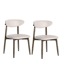 Sugift Set of 2 Modern Upholstered Wooden Dining Chairs with Curved Backrest