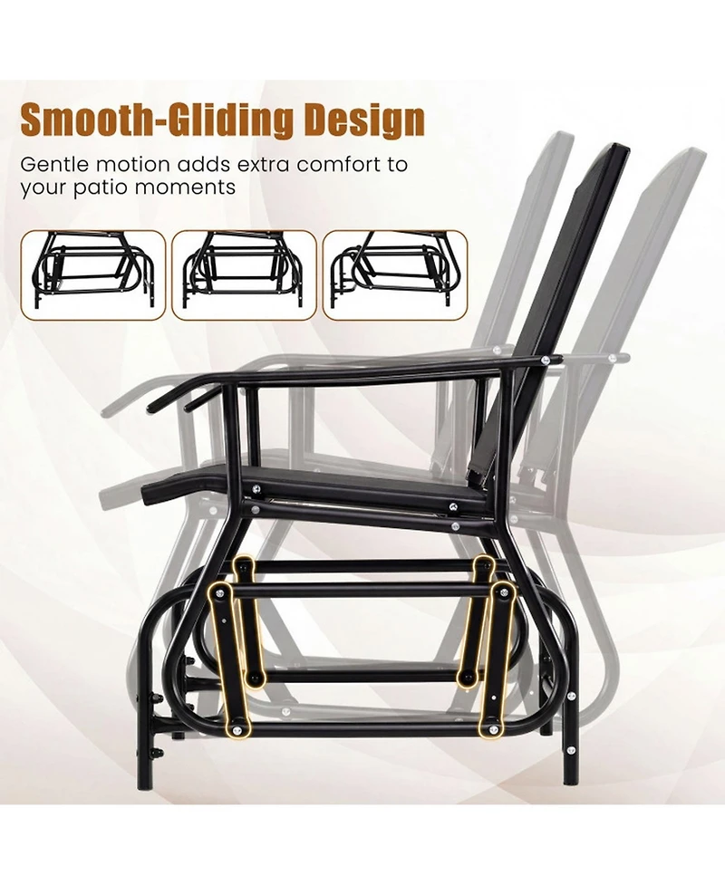 Sugift Outdoor Glider Chair with Metal Frame and Armrests