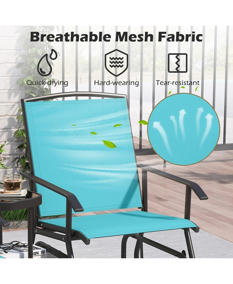 Sugift 2-Seater Outdoor Glider Bench with 2-Tier Center Table