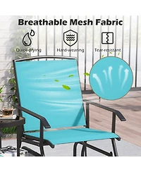 Sugift 2-Seater Outdoor Glider Bench with 2-Tier Center Table