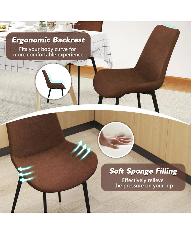 Sugift Set of 4 Upholstered Dining Chairs with Metal Legs and Padded Backs