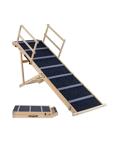 Sugift 6-Level Height Adjustable Foldable Pet Ramp for High Bed Couch 24.5-30 in
