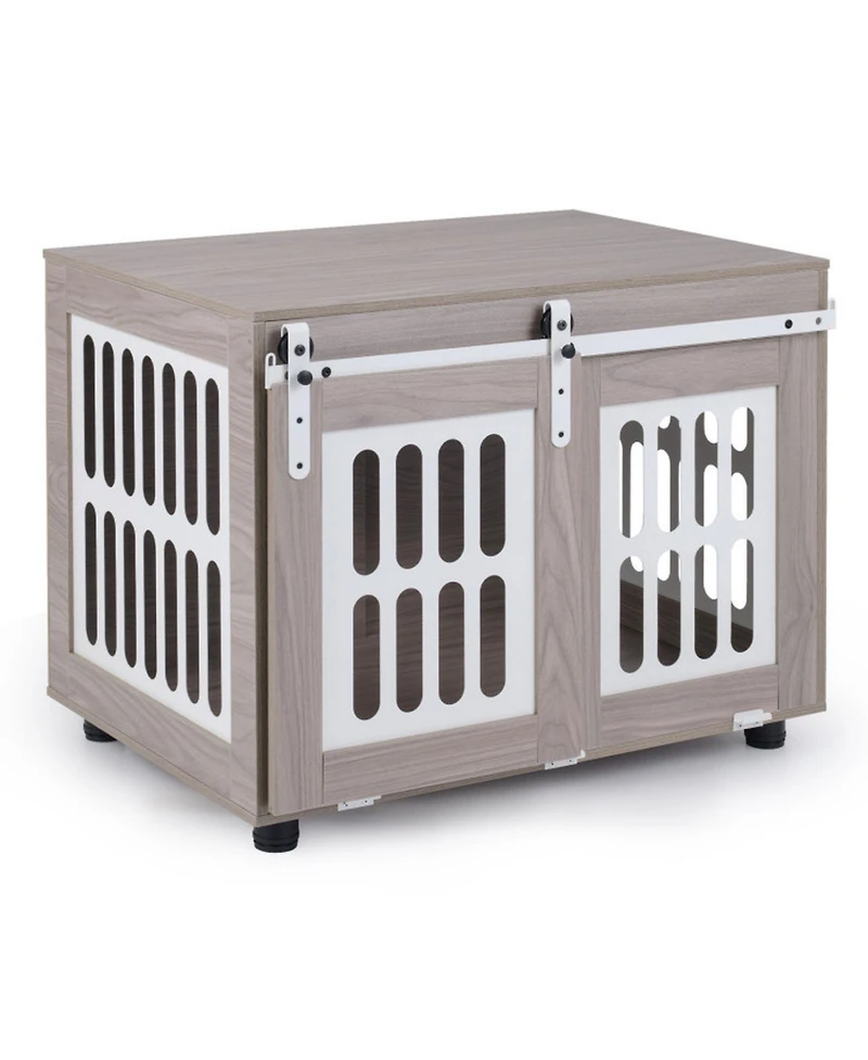Hongge Sliding Barn Door Dog Crate Furniture for Small Medium Dogs