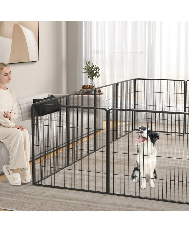 Sugift 16 Panel 24 32 40 in Height Dog Playpen with Lock and Large Door 32 in
