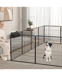 Sugift 16 Panel 24 32 40 in Height Dog Playpen with Lock and Large Door 32 in