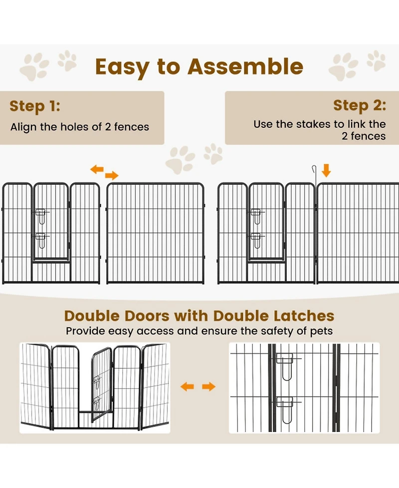Sugift 16 Panel 24 32 40 in Height Dog Playpen with Lock and Large Door 32 in