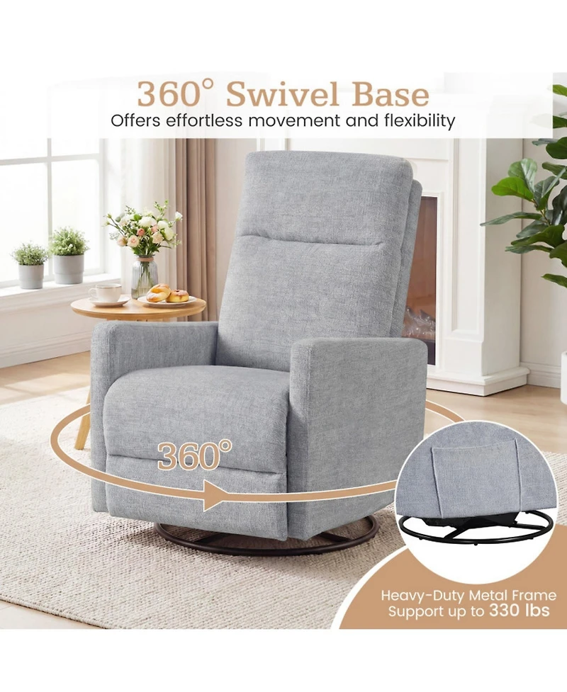 Sugift 360degree(s) Swivel Rocking Nursery Recliner Armchair with Cushioned Back
