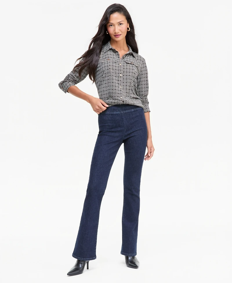 I.n.c. International Concepts Women's Utility Printed Long-Sleeve Button-Up Blouse, Macy's Exclusive