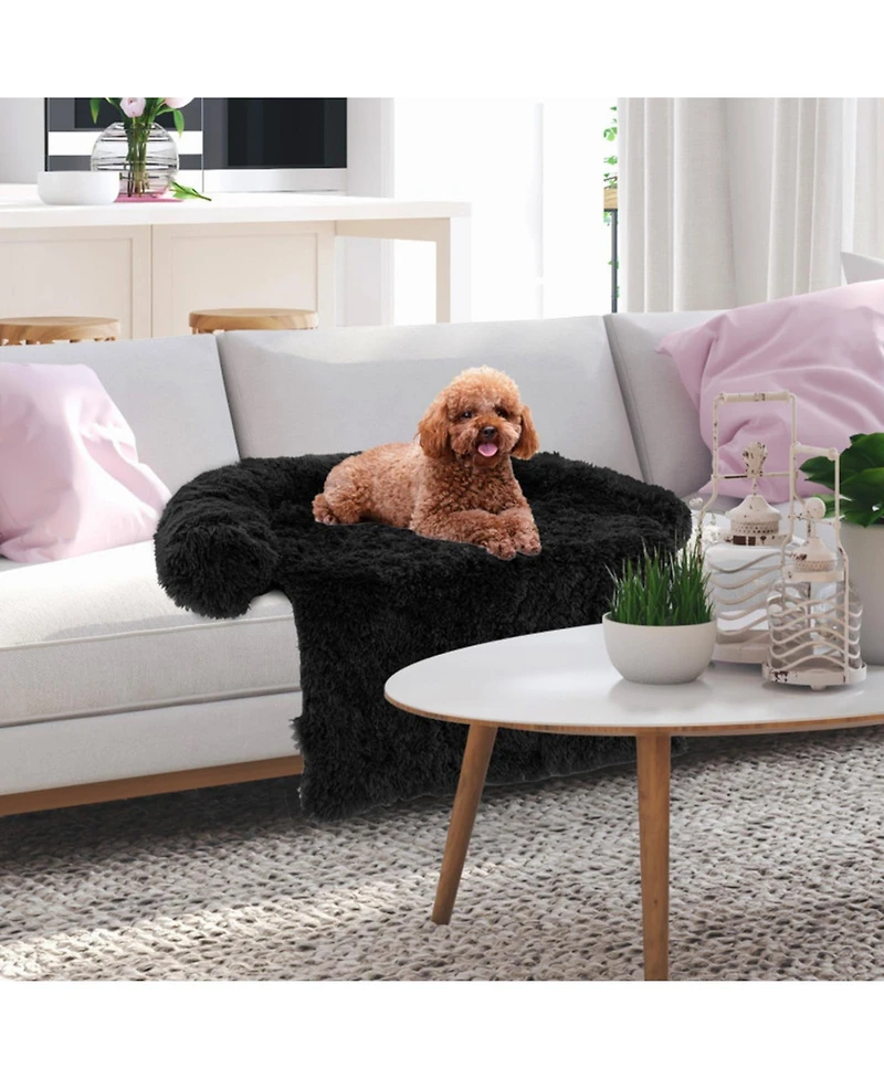 Sugift Plush Calming Dog Couch Bed with Anti-Slip Bottom