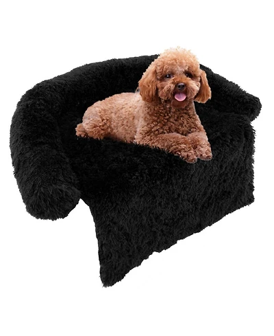 Sugift Plush Calming Dog Couch Bed with Anti-Slip Bottom