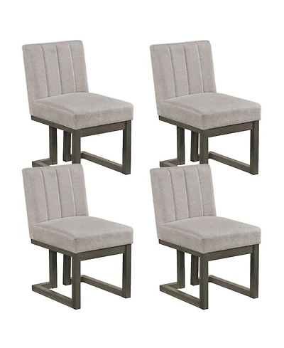 Sugift Modern Farmhouse Fabric Dining Chairs Set of 4 with 5.5in Thickened Padded Seat