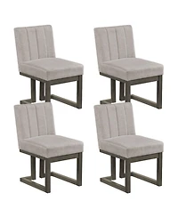 Sugift Modern Farmhouse Fabric Dining Chairs Set of 4 with 5.5in Thickened Padded Seat