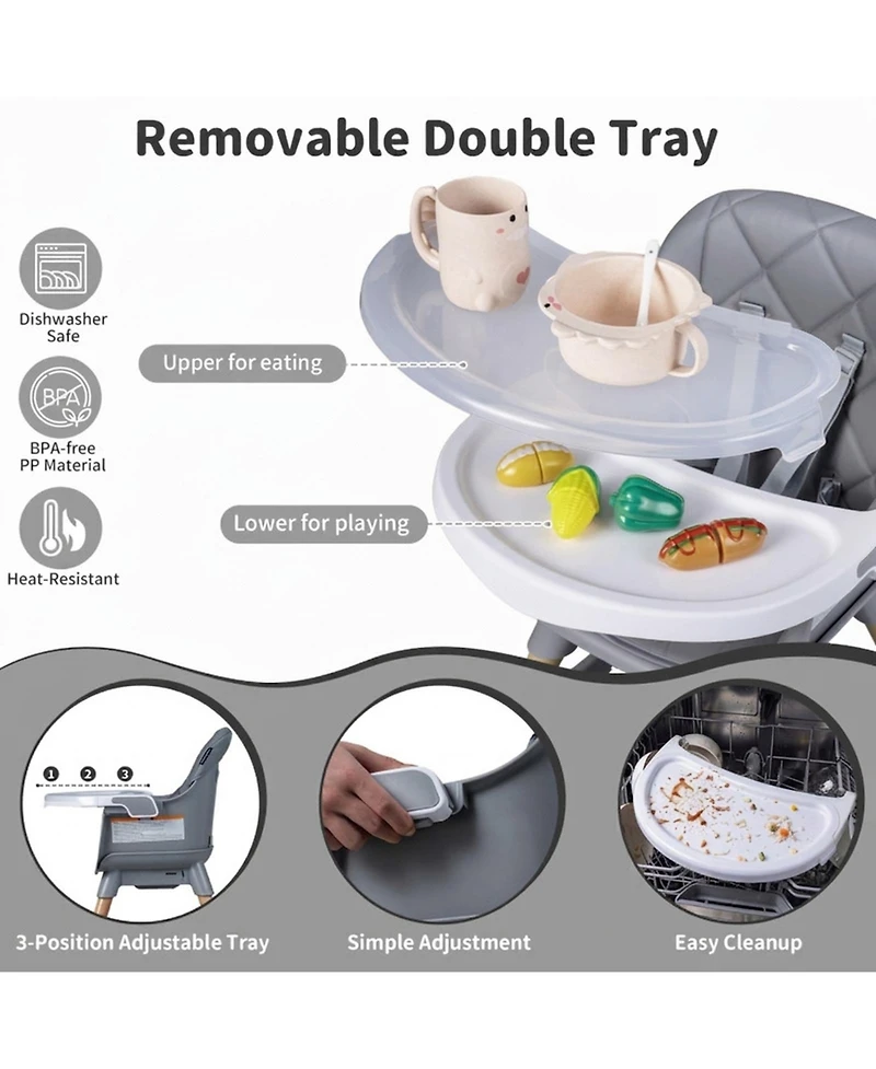 Sugift 9-in-1 Convertible High Chair for Babies and Toddlers with Seat Cushion