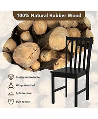Sugift Set of 2 Rustic Wooden Dining Chairs with Slat Tilt Backrest