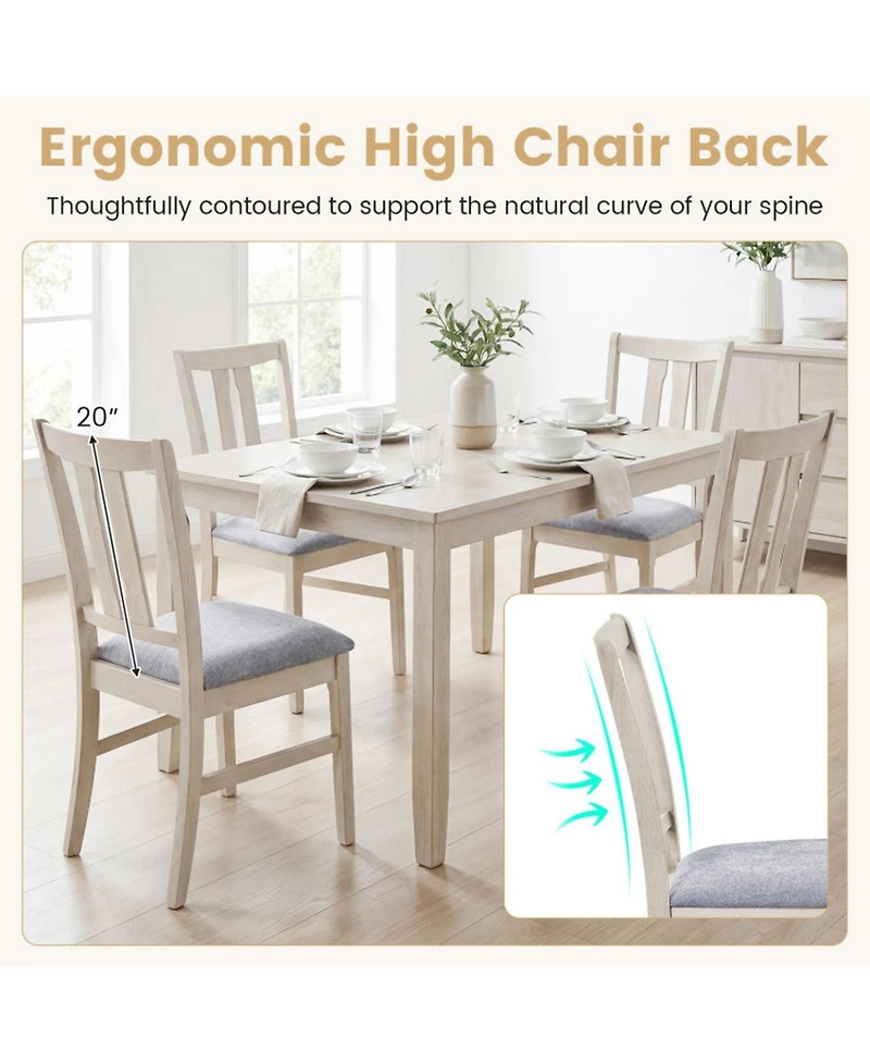 Sugift Set of 2 Wooden Upholstered Dining Chairs with High Curved Back