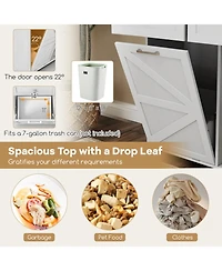 Sugift Rolling Kitchen Island with Trash Can Cabinet Drop-Leaf and Rubber Universal Wheels