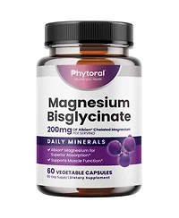 Phytoral Magnesium Glycinate Capsules, 200 Milligram, 60 Count