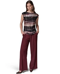 Donna Karan New York Petite Sleeveless Boat Neck Print Blouse