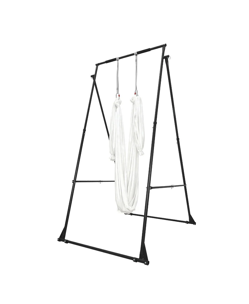 Sugift Aerial Yoga Swing Stand 440.9 lbs Load Triangular Frame with 6.6-yard Hammock Adjustable
