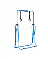 Hongge Adjustable Height Junior Gymnastics Horizontal Bar Folding Design with Gymnastic Rings Rated 140 lbs